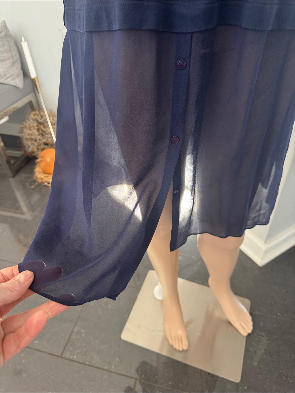 Eileen Fisher Navy Silk Tunic - Picture 3 of 7